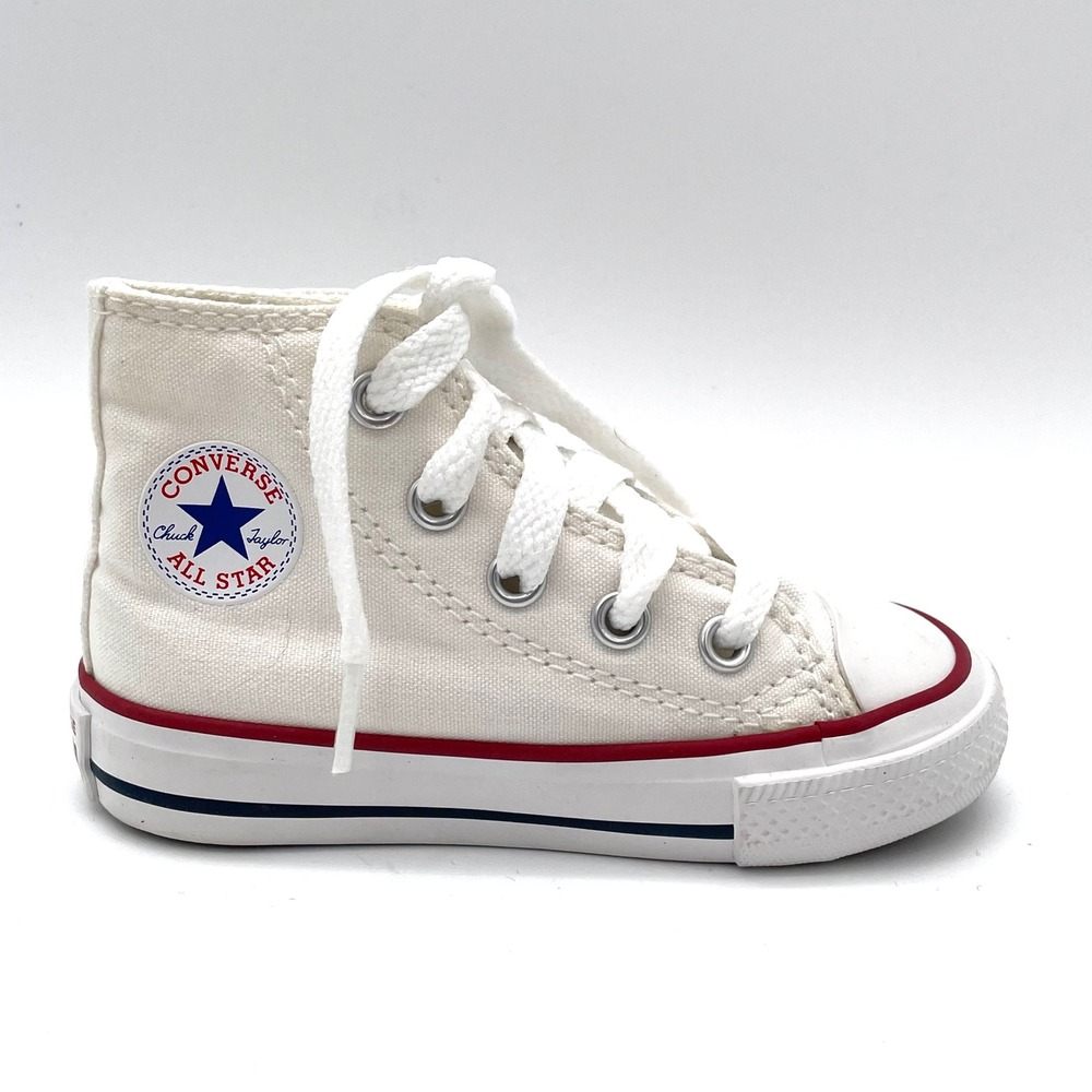 Converse High Top Textile Infant 5 White Excellent Chuck Taylor All Star 7J253
